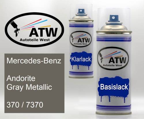 Mercedes-Benz, Andorite Gray Metallic, 370 / 7370: 400ml Sprühdose + 400ml Klarlack - Set, von ATW Autoteile West.